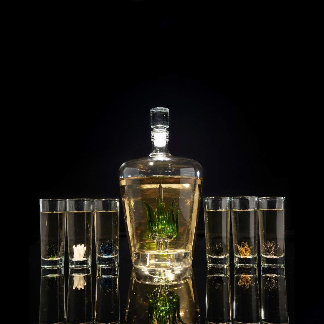 Tequila Decanter Tequila Glasses Set with Agave Decanter and 6 Agave Sipping Shot Glass, Perfect for Gifts for Tequila Lovers, 25 Ounce Bottle, 3 Ounce Tequila Party Decorations Cinco De Mayo (Agave)-2