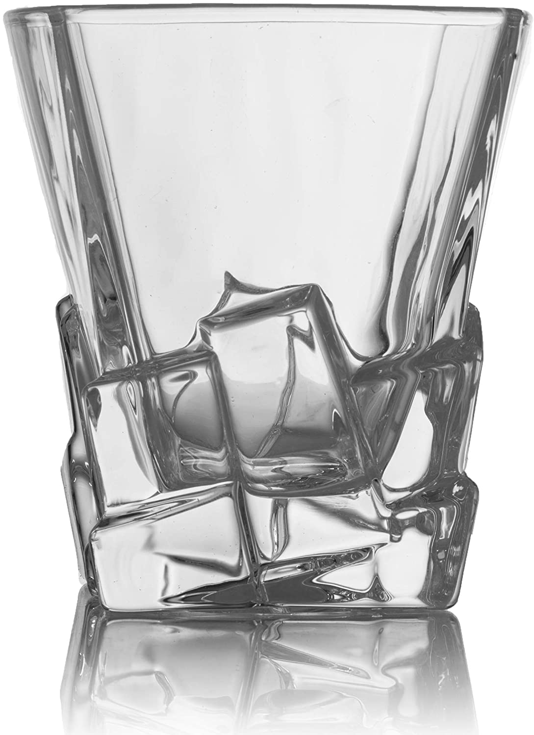 Crystal Wine and Whiskey Iceberg Mountain Glacier Decanter with 4 Glasses and Wood Tray - The Wine Savant-2
